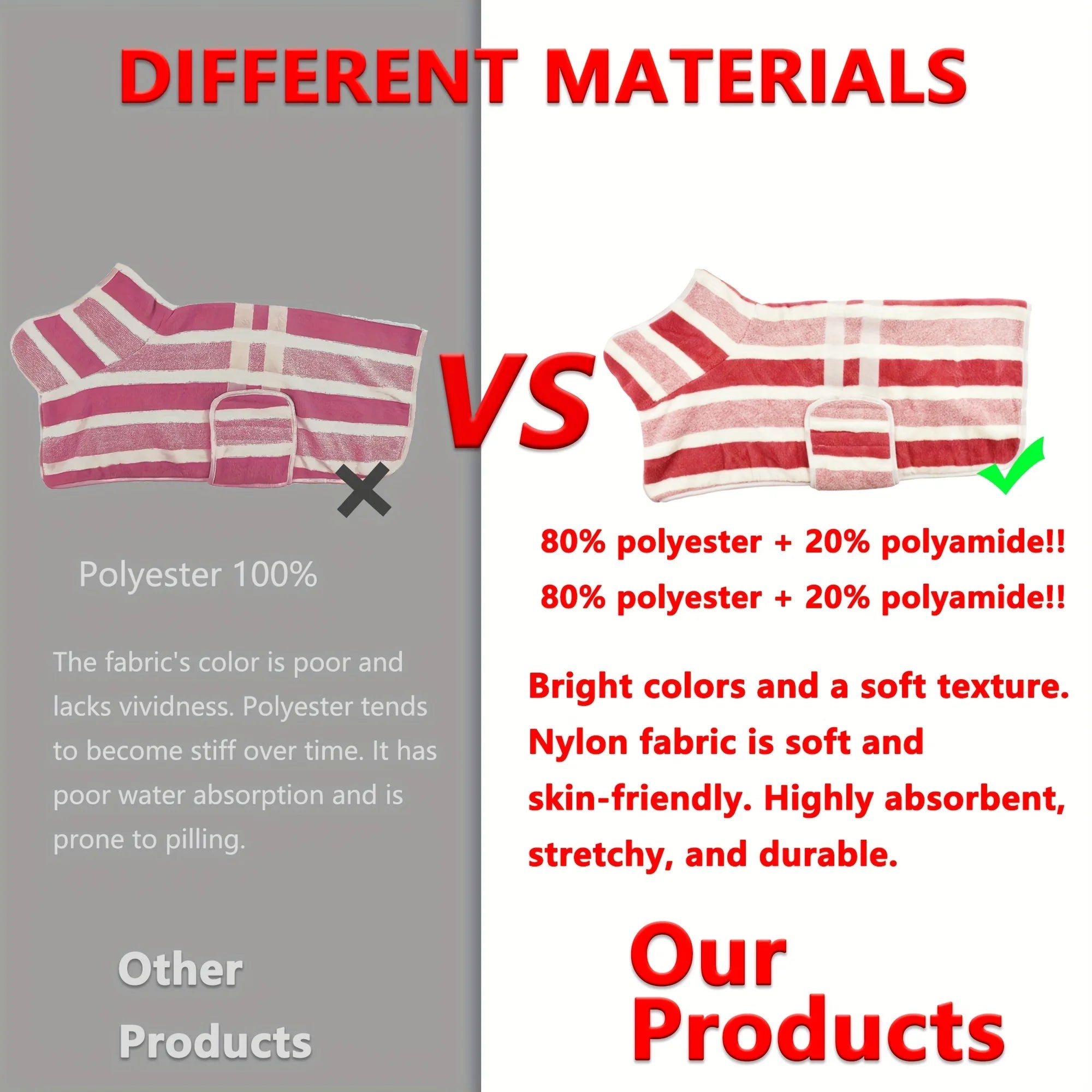 Super Absorbent Quick-Dry Dog Bathrobe,  Soft Striped Towel Robe for Pets with Adjustable Belly Strap cat pet bath large bath to