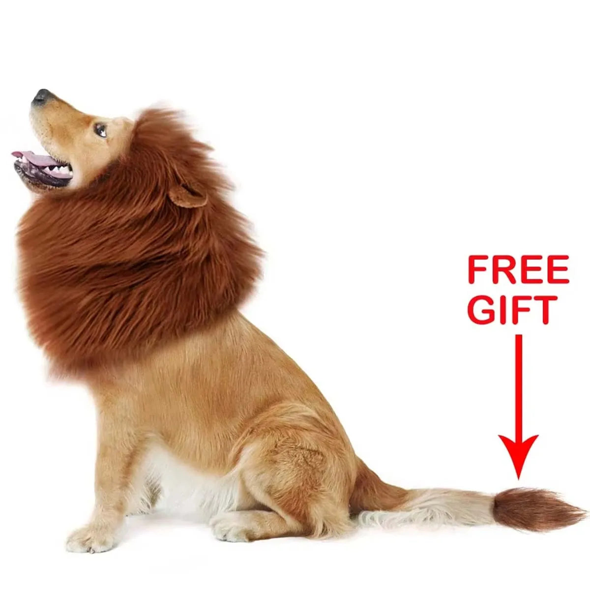 Dog Lion Mane Costume: Realistic Wig Hat with Ears for Medium-Large Dogs