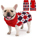 Dog Sweater for Medium Dogs Plaid Checkered Knit Turtleneck Pullover Winter Clothes Boys Girls Stretch French Bulldog Dachshund