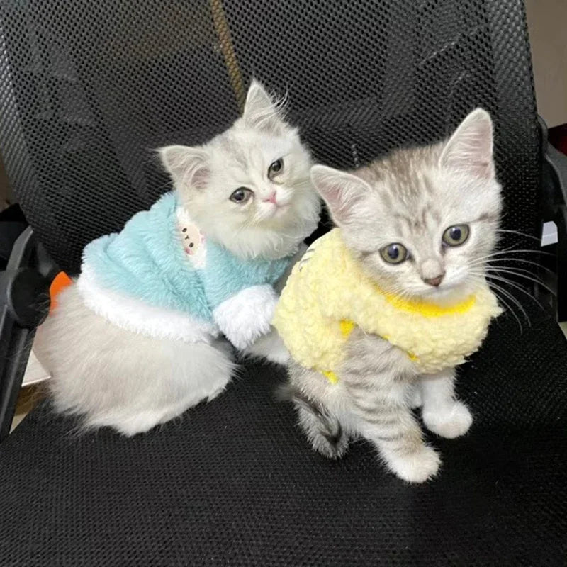 Newborn Cat Kitten Velvet Clothing Winter Warm Little Pet Sweater for Small Animals Bunny Pullovers Clothes Teacup Poodle XXXS