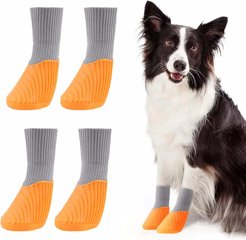 4Pcs Outdoor Pet Dog Boots Dog Shoes Paw Protector Comfortable Waterproof Shoes Anti-slip Boots For Small Medium Large Dogs Cats