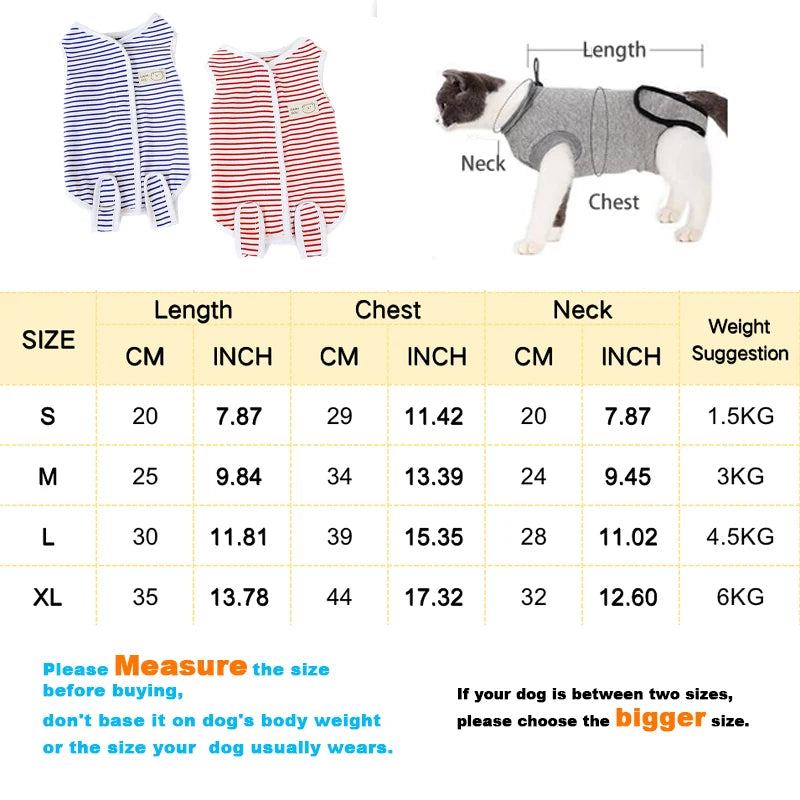 Kitten Recovery Suits Puppy Pet Vest Cat Anti-Licking Surgery Recovery Clothes Breathable Pet Care Jumpsuit Dogs Supplies