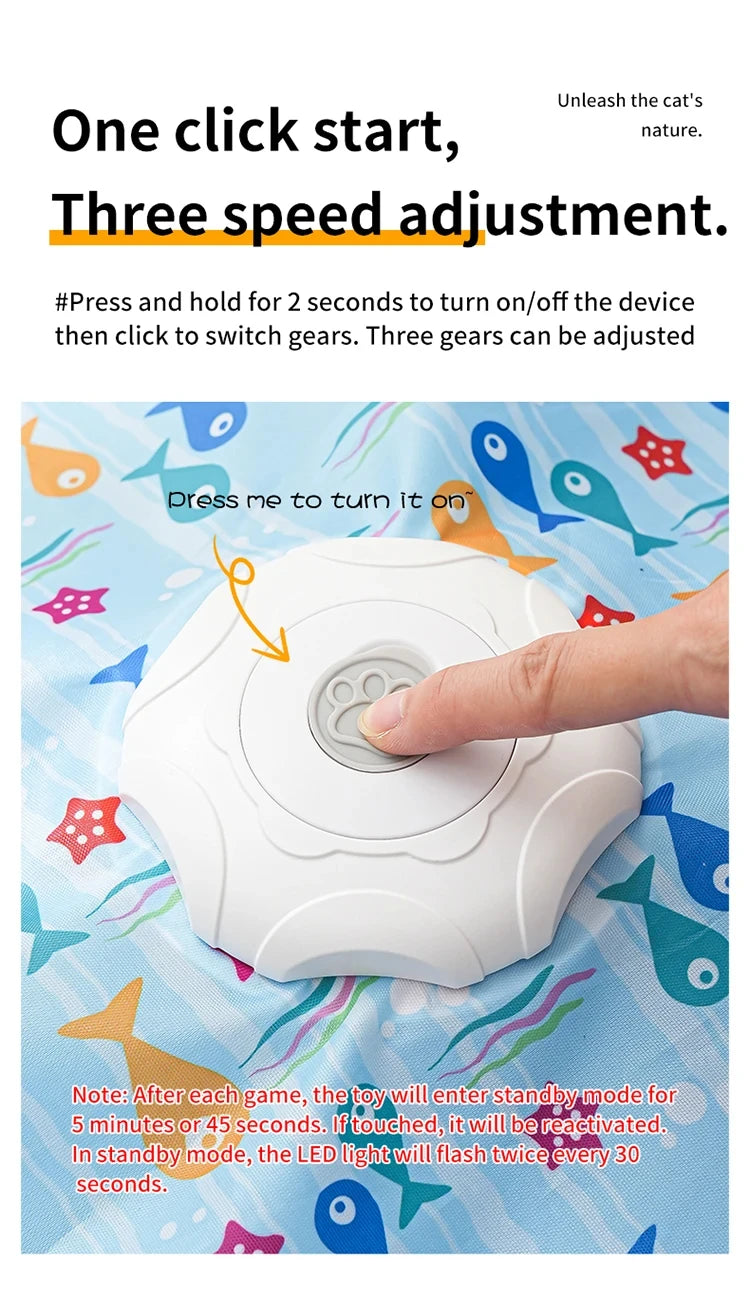 Cat Toys Interactive Hide and Seek Cat Toy with Mouse Squeaky Motion Activated Moving Concealed Feathers Kitten Teaser Toy