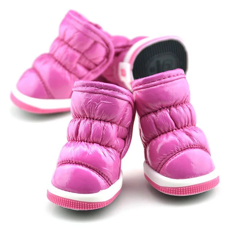 4pcs/set Pet Dog Winter Rain Shoes Waterproof Dogs Warm Snow Boots Puppy Dog Non-Slip Shoes For Small Medium Dog Yorkie Shoes