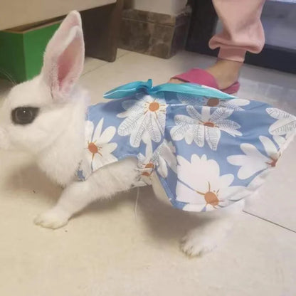 Cute Print Rabbit Clothes Summer Pet Dresses with Bow for Cats Rabbits Small Animals Clothing Outfit Bunny Dress Pet Supplies