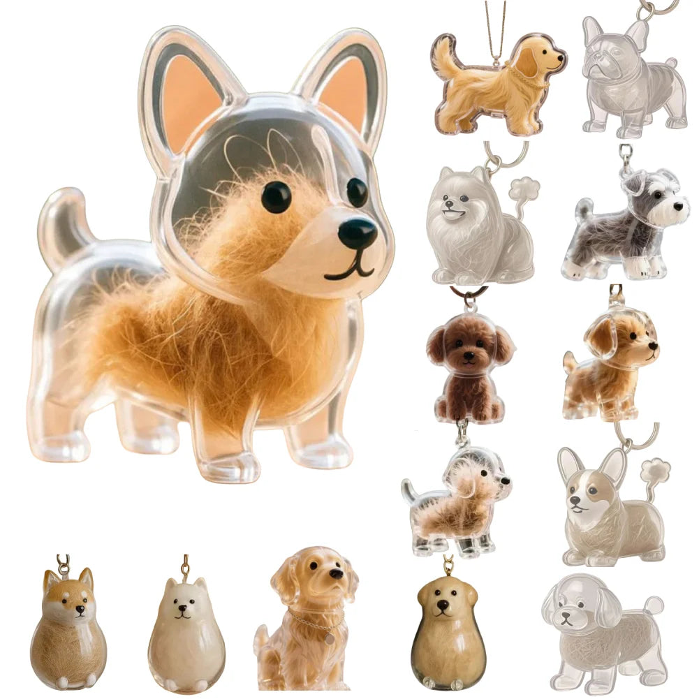 Dog Hair Collector Keychain Waterproof Memorial Storage Box Wear Resist Pets Hairs Keyring Portable Pet Memory Capsule