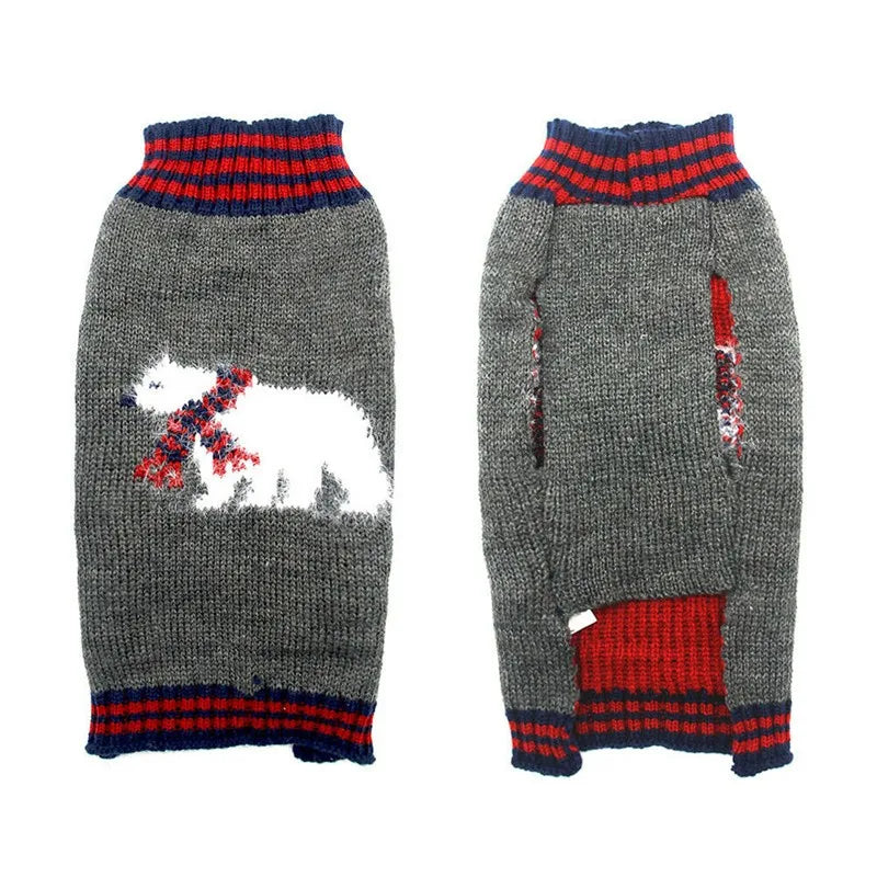 Dog Sweater Christmas Winter Warm Dog Clothes Xmas Outfit for Dogs Puppy Coat Dog Costume Chihuahua Striped Dog Knitted Sweater