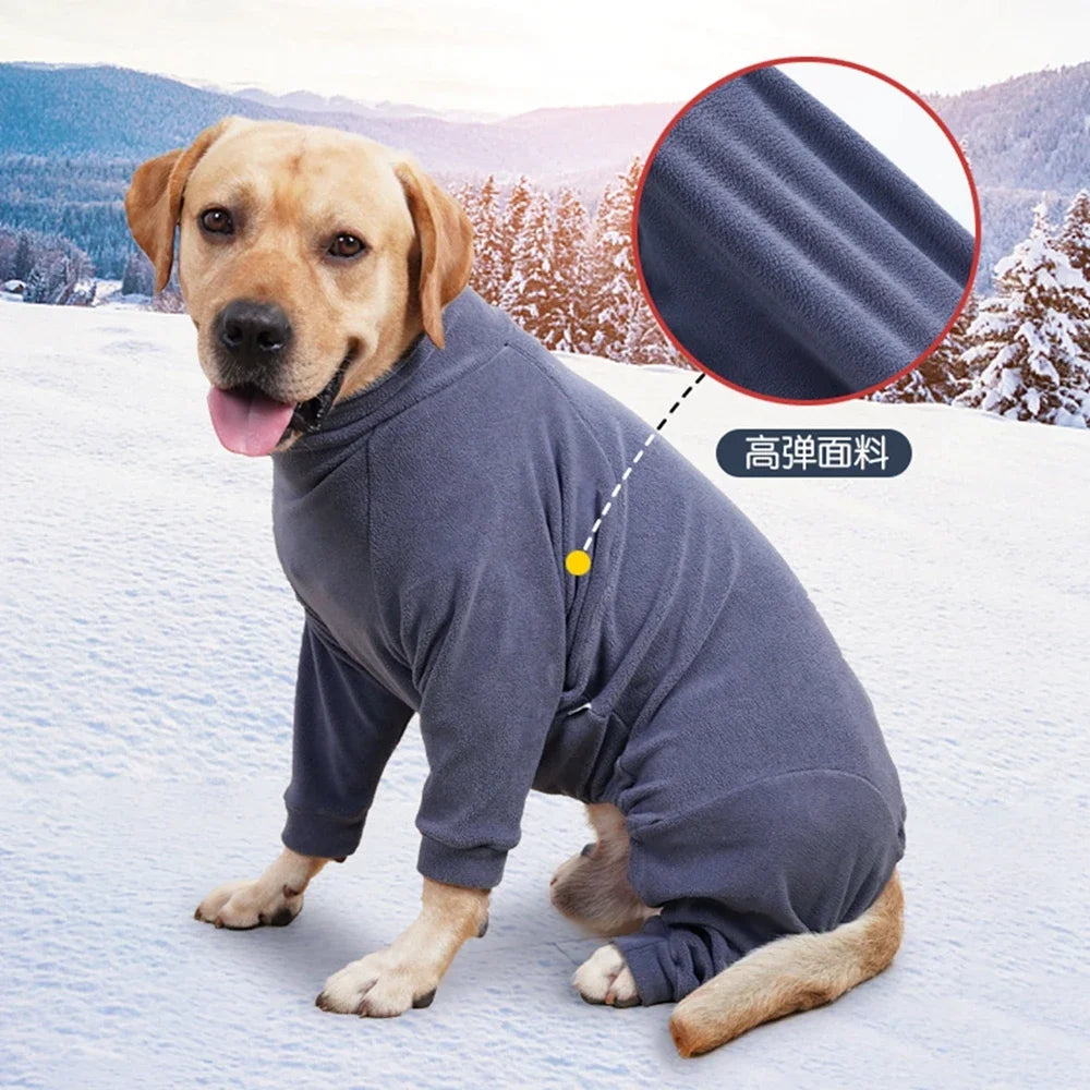 Warm Fleece Dog Coats 4-Legs Pajamas Pet Clothes for Small Medium Large Dogs Cold Weather Outfit Full Body Cover Dog Snowsuit