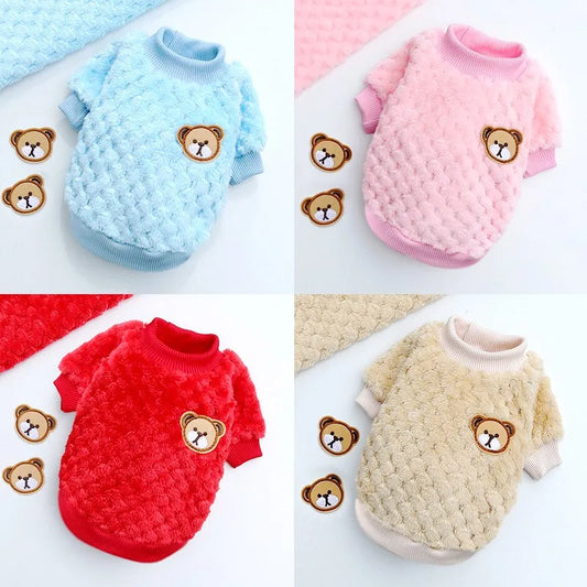 Winter Warm Dog Hoodies Pet Dog Clothes Soft Puppy Pullover Cute Bear Print Cat Sweatshirt Fashion Pet Hoodies Chihuahua Clothes