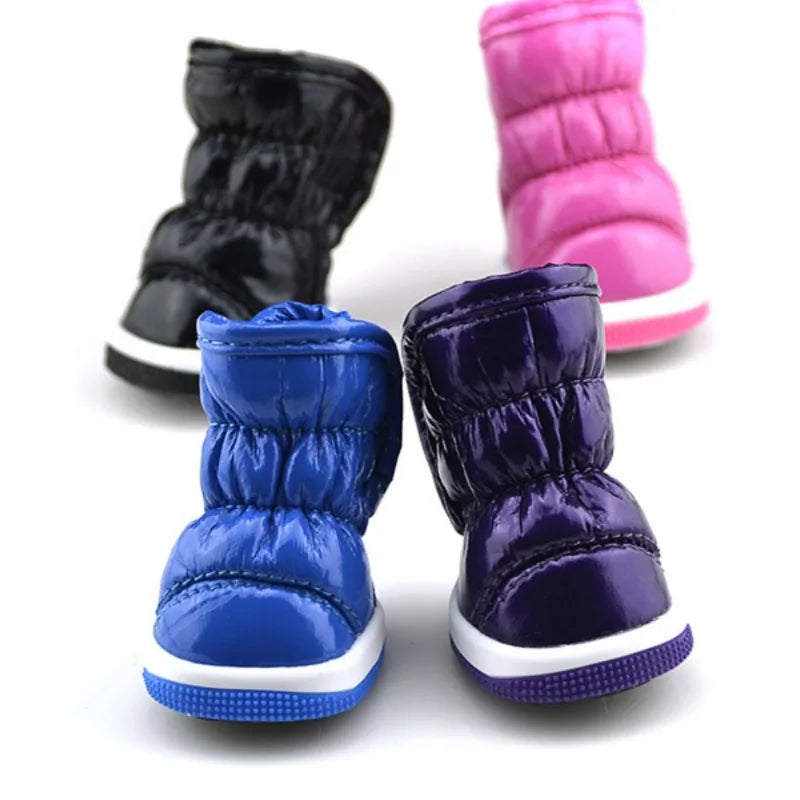4pcs/set Pet Dog Winter Rain Shoes Waterproof Dogs Warm Snow Boots Puppy Dog Non-Slip Shoes For Small Medium Dog Yorkie Shoes