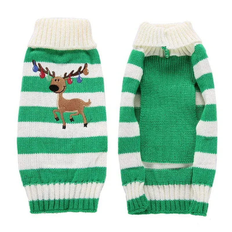 Dog Sweater Christmas Winter Warm Dog Clothes Xmas Outfit for Dogs Puppy Coat Dog Costume Chihuahua Striped Dog Knitted Sweater