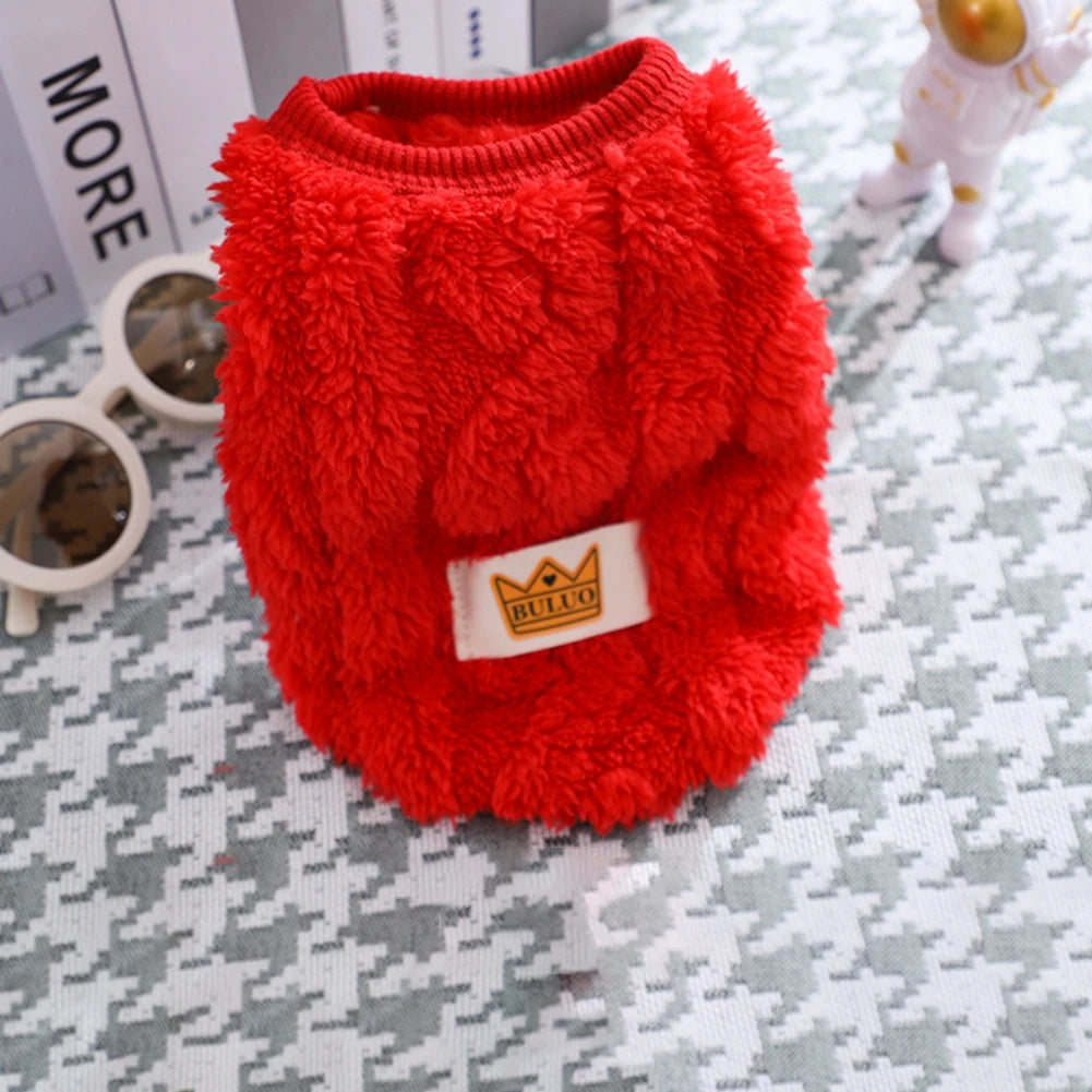 Solid Cute Wavy Double-sided Puppy Kitten Warm Coat Sweater Autumn Winter Fleece Pullover Pet Clothes for Small Medium Dogs Cats