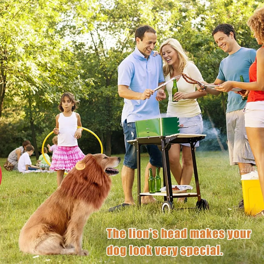 Dog Lion Mane Costume Realistic Mane with Ears for Medium to Large Sized Dogs Pet Halloween Costumes Birthday Party Cosplay App