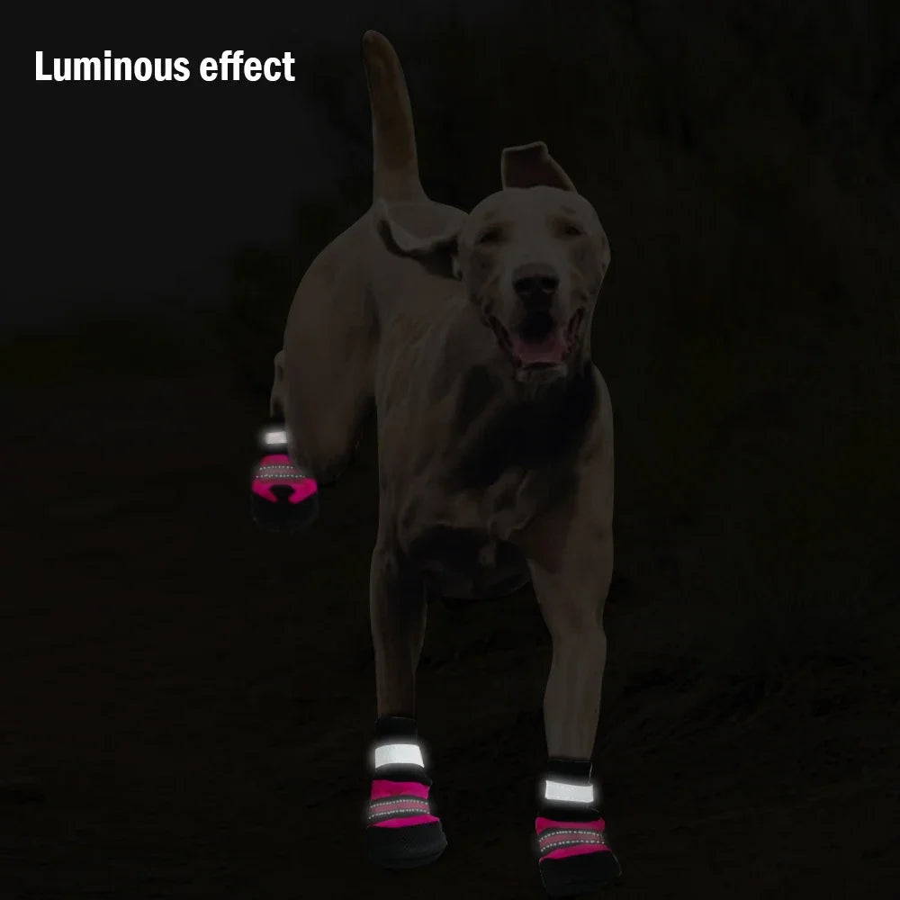 4pcs Winter Pet Dog Shoes Outdoor Waterproof Anti-Slip Pet Boots Paw Protector Reflective For Medium Large Dogs Labrador Husky