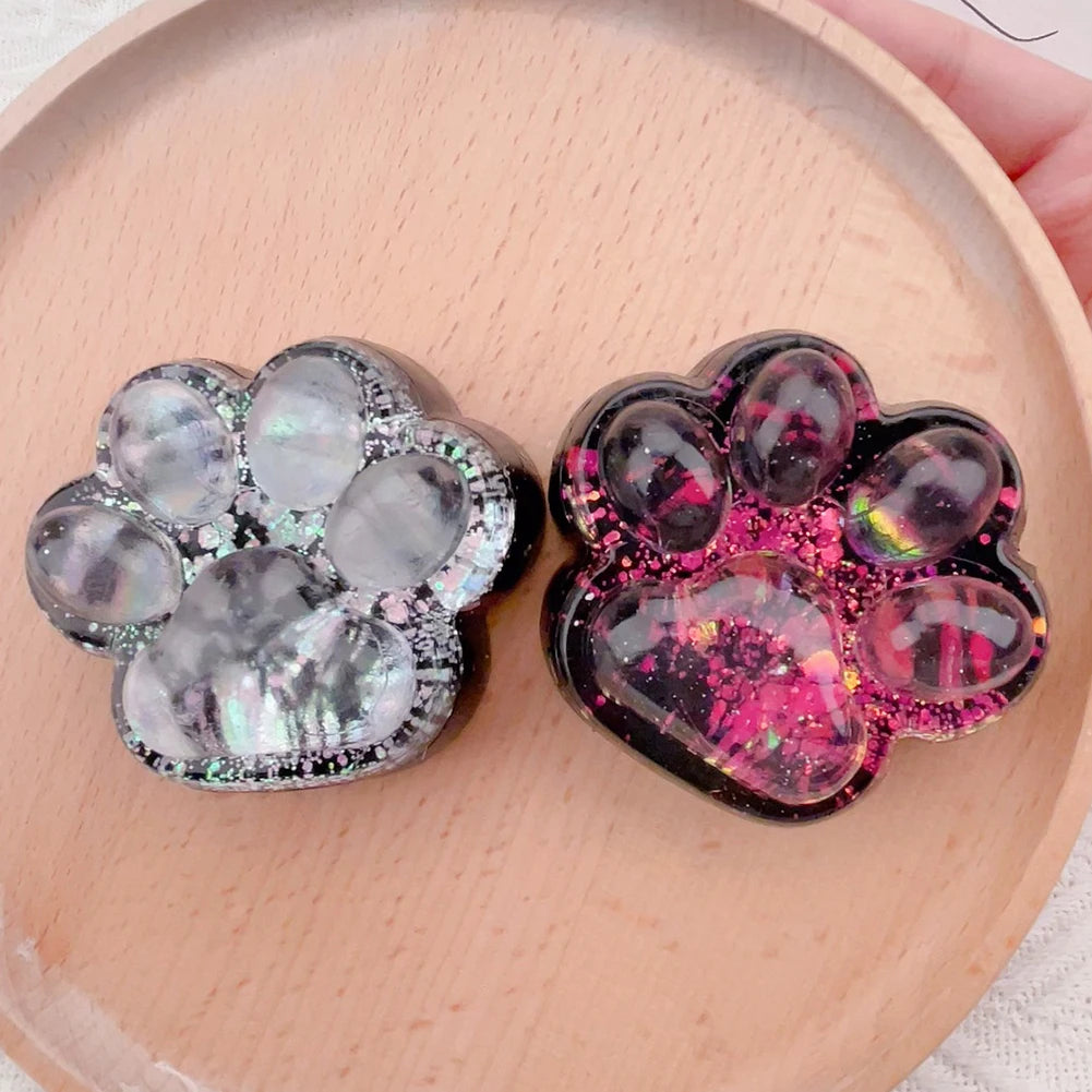 Cute Cat Paw Soft Squeeze Toy Dark Starry Squishies Fidgets Toy Stress Relief Toy for Children and Adults Christmas Gifts