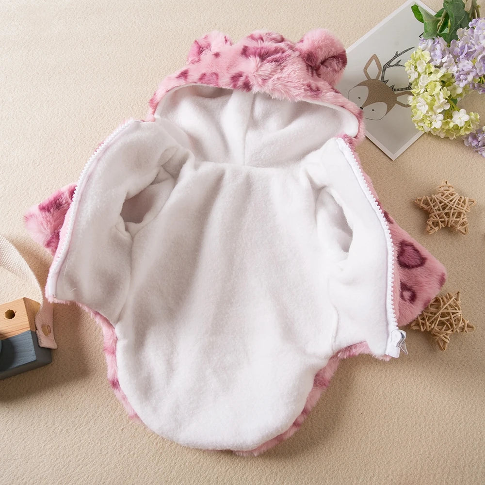 Winter Pet Dog Clothes Warm Fleece Dog Hoodie Leopard Dog Coat Jacket French Bulldog Clothing for Small Medium Dogs Pet Costumes