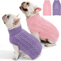 2 Pack Dog Sweaters for Medium Dogs Turtleneck Pullover Cable Knit Stretch Clothes French Bulldog Dachshund Boston Terrier Corg