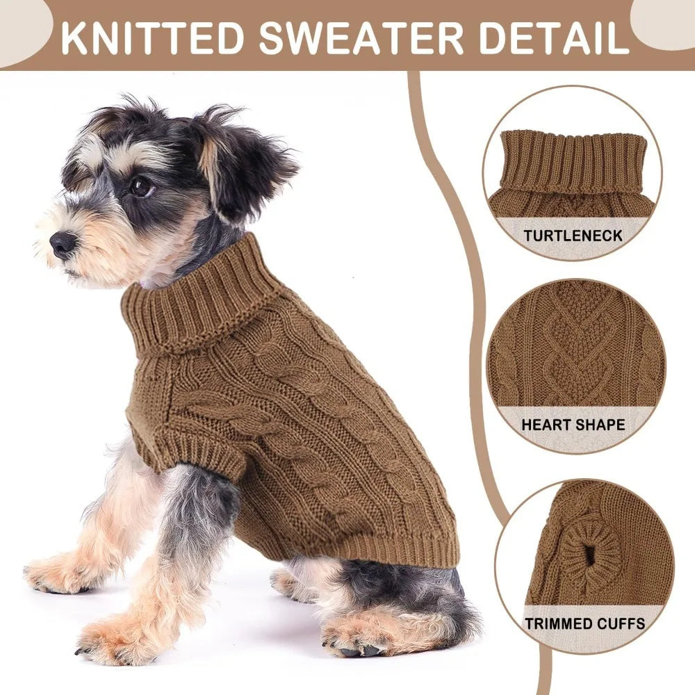 Dog Sweaters for Small Dogs Winter Dog Clothes Girl Knitted Small Dog Sweater Soft Warm Dachshund Clothes Cute Puppy Clothes Tur