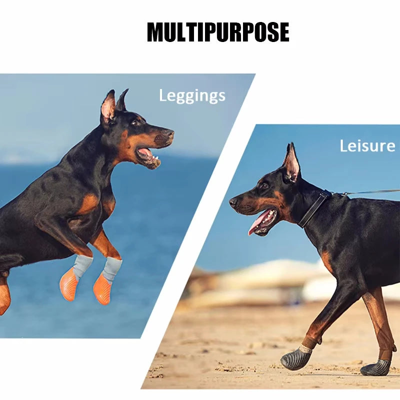 4Pcs Outdoor Pet Dog Boots Dog Shoes Paw Protector Comfortable Waterproof Shoes Anti-slip Boots For Small Medium Large Dogs Cats