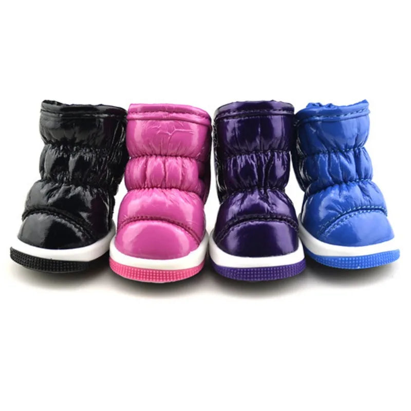 4pcs/set Pet Dog Winter Rain Shoes Waterproof Dogs Warm Snow Boots Puppy Dog Non-Slip Shoes For Small Medium Dog Yorkie Shoes