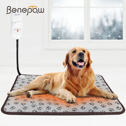 Benepaw Electric Dog Heating Pad Waterproof Warm Pet Heat Pad Cats Puppy Chew Resistant Heated Dog Mat Temperature Adjustable