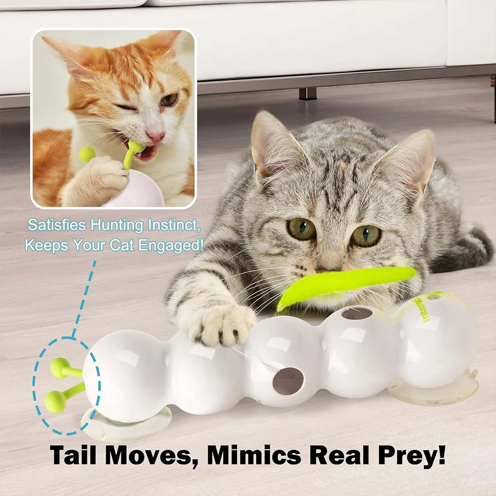 Caterpillar Teasing Cat Toy Motion Activated Kitten Toy Rechargeable Automatic Interactive Cat Toy with Tail for Indoor Cat