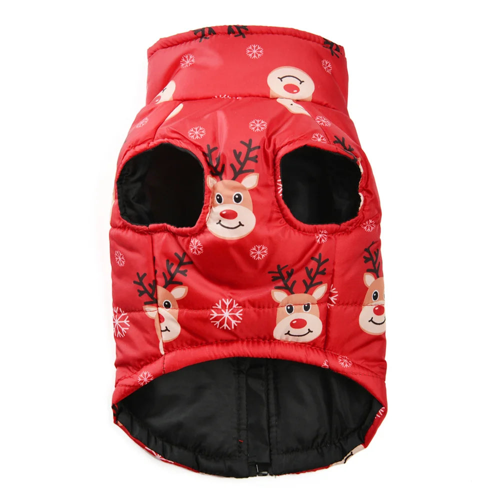 Christmas Dog Costume For Winter Festival Party Pet Jacket For Small Medium Dogs New Year Snowman Print Dogs Outfits With D-ring