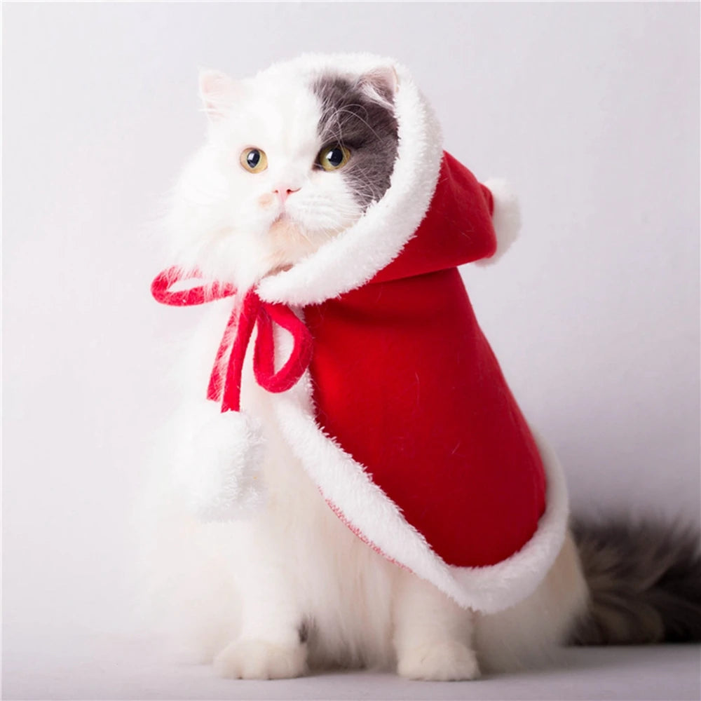 Christmas Pet Cloak Santa Cosplay Elk Costume Dog Puppy Hoodie Coat Clothes for Small Dog Cat Costumes Soft Plush Warm Outfit