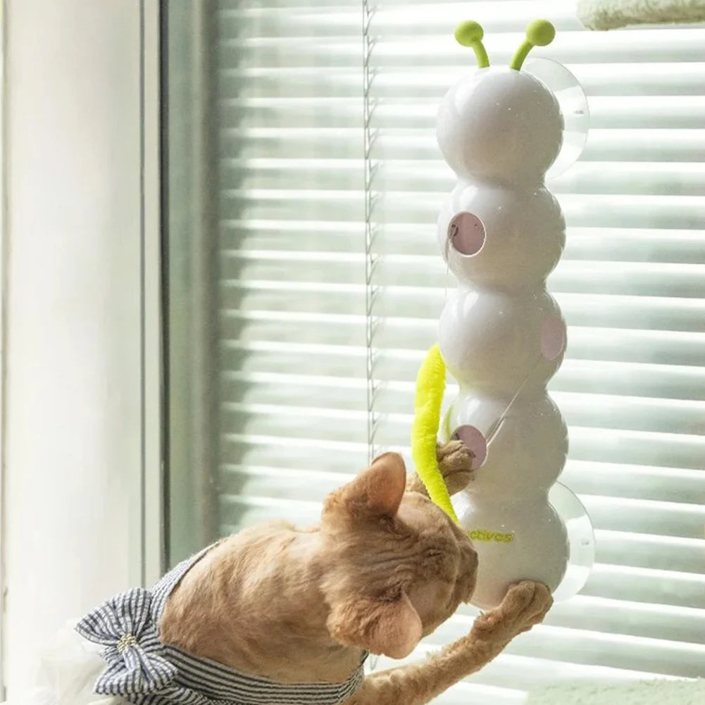 Caterpillar Teasing Cat Toy Motion Activated Kitten Toy Rechargeable Automatic Interactive Cat Toy with Tail for Indoor Cat