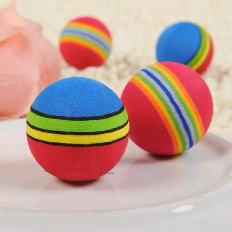 5PC Cats and Dogs Toys Ball Chew Toy Pet Kitten Ball Rainbow Elastic Rubber 35Mm Funny for Home Pet Fidget Toys Ball Accessories