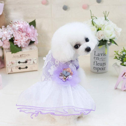 Dog Dress for Small Dog Girl,Wakeu Pet Puppy Tutu Princess Dress Vest Clothes (S, D-Purple)