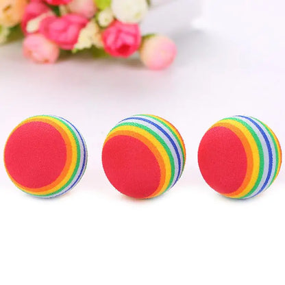 5PC Cats and Dogs Toys Ball Chew Toy Pet Kitten Ball Rainbow Elastic Rubber 35Mm Funny for Home Pet Fidget Toys Ball Accessories